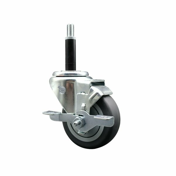 Service Caster 3.5'' Thermoplastic Rubber Swivel 3/4'' Expanding Stem Caster with Brake SCC-EX20S3514-TPRB-TLB-34